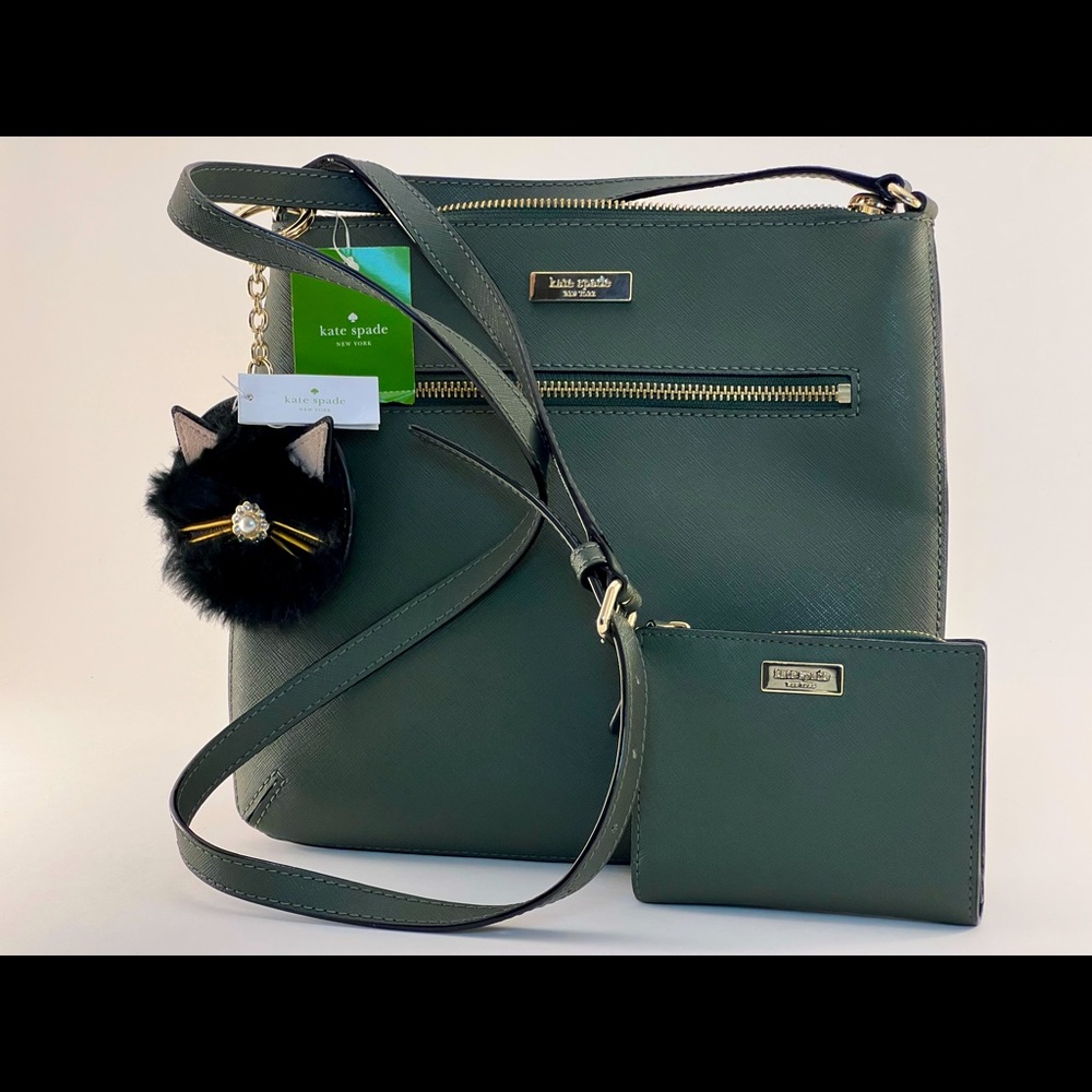 $266 Kate Spade Laurel Way Rima Crossbody Purse Set w/ Wallet, $80 Cat Bag Charm